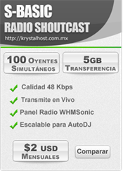 ShoutCast Basic, tu estacion de radio desde 2 USD, con posibilidad para adicionar AutoDj, desde 2 USD al mes